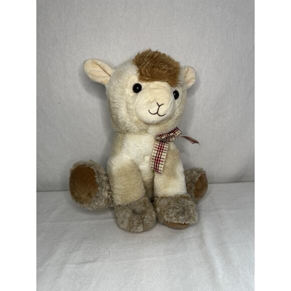 Fuzzy Lamb Llama Off White Stuffed Animal, Tan Plush 12” Tall - Picture 1 of 10